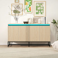 Stylish 4-Door LED Sideboard Buffet Cabinet With Adjustable Shelves For Modern Living Room, Dining Room, And Kitchen Storage