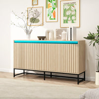 Stylish 4-Door LED Sideboard Buffet Cabinet With Adjustable Shelves For Modern Living Room, Dining Room, And Kitchen Storage