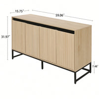 Stylish 4-Door LED Sideboard Buffet Cabinet With Adjustable Shelves For Modern Living Room, Dining Room, And Kitchen Storage