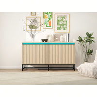 Stylish 4-Door LED Sideboard Buffet Cabinet With Adjustable Shelves For Modern Living Room, Dining Room, And Kitchen Storage