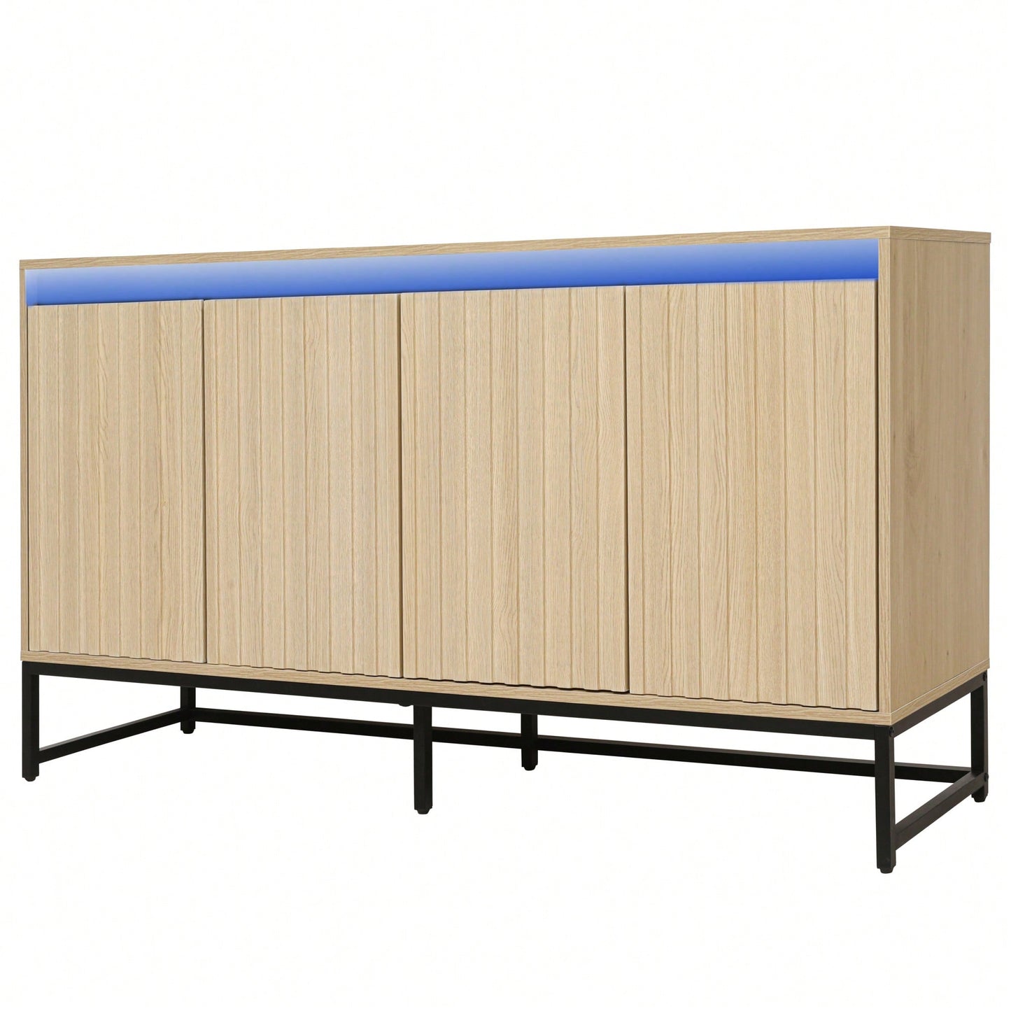 Stylish 4-Door LED Sideboard Buffet Cabinet With Adjustable Shelves For Modern Living Room, Dining Room, And Kitchen Storage