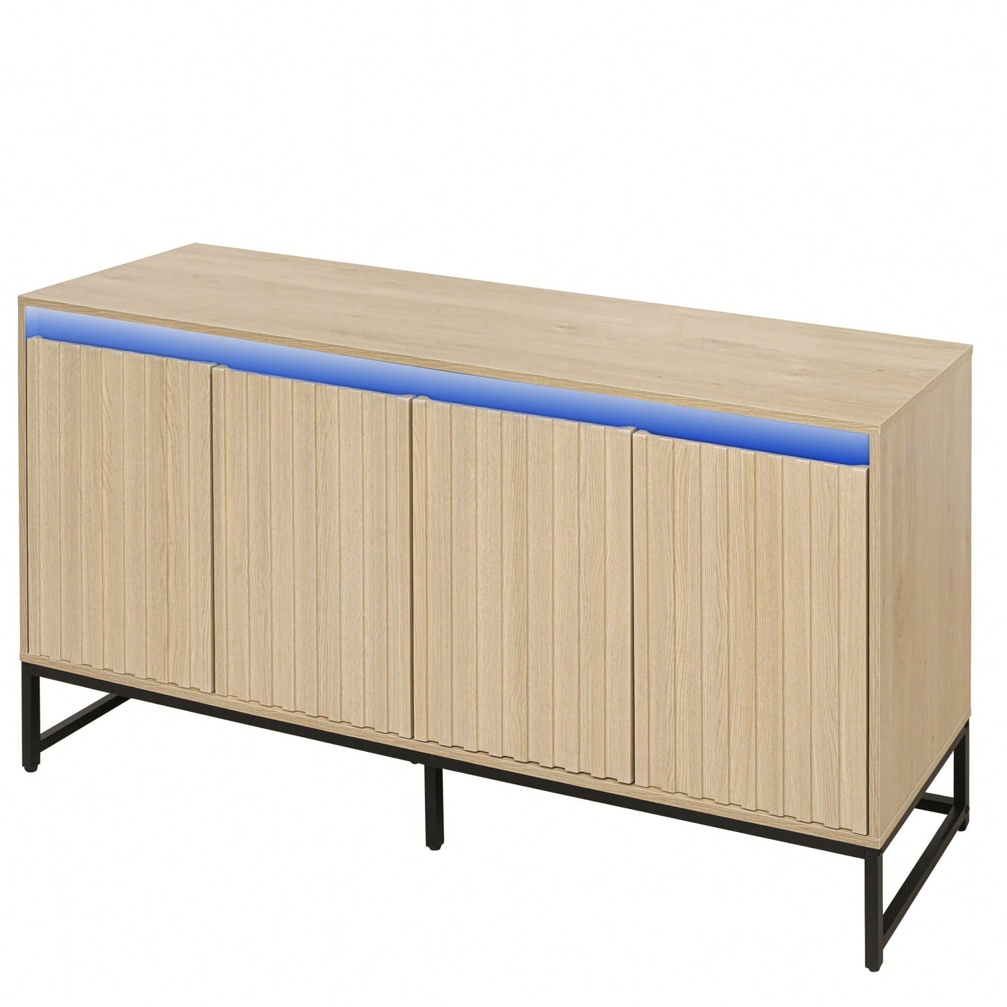 Stylish 4-Door LED Sideboard Buffet Cabinet With Adjustable Shelves For Modern Living Room, Dining Room, And Kitchen Storage