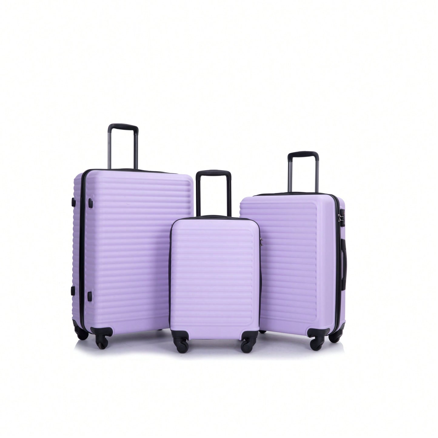 Lightweight 3-Piece ABS Luggage Set With Spinner Wheels And TSA Lock - Lavender Purple Travel Case (20/24/28)