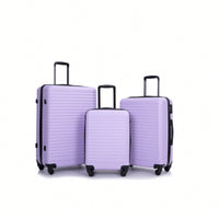 Lightweight 3-Piece ABS Luggage Set With Spinner Wheels And TSA Lock - Lavender Purple Travel Case (20/24/28)