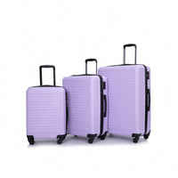 Lightweight 3-Piece ABS Luggage Set With Spinner Wheels And TSA Lock - Lavender Purple Travel Case (20/24/28)