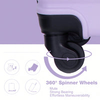 Lightweight 3-Piece ABS Luggage Set With Spinner Wheels And TSA Lock - Lavender Purple Travel Case (20/24/28)
