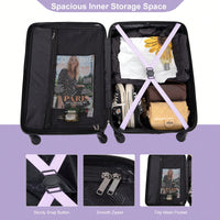 Lightweight 3-Piece ABS Luggage Set With Spinner Wheels And TSA Lock - Lavender Purple Travel Case (20/24/28)