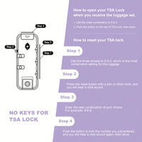 Lightweight 3-Piece ABS Luggage Set With Spinner Wheels And TSA Lock - Lavender Purple Travel Case (20/24/28)