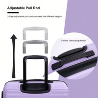 Lightweight 3-Piece ABS Luggage Set With Spinner Wheels And TSA Lock - Lavender Purple Travel Case (20/24/28)