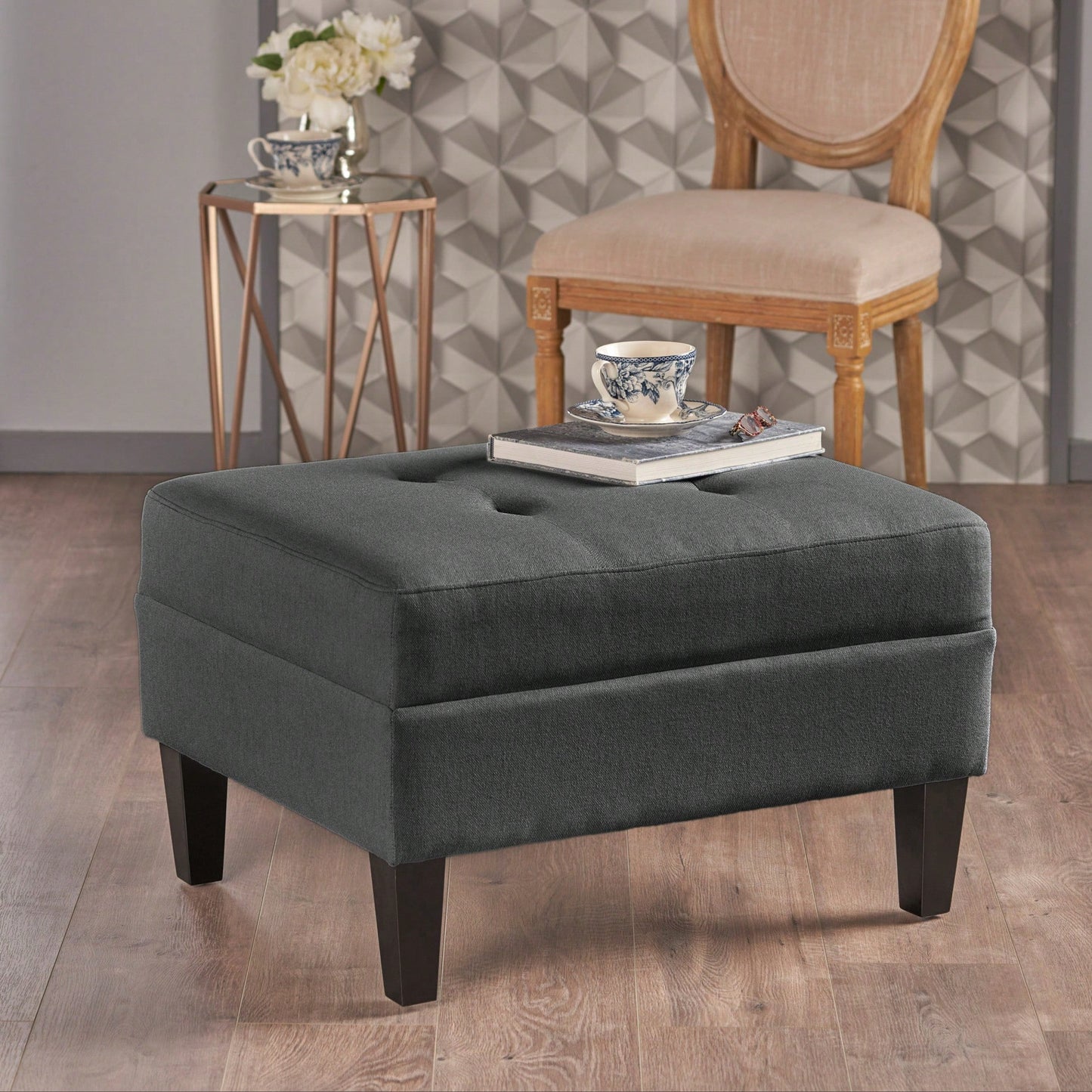 Elegant Plush Ottoman With Multifunctional Storage And Stylish Design