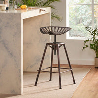 Rustic Farmhouse Barstool With Backrest For Kitchen And Dining Room Settings