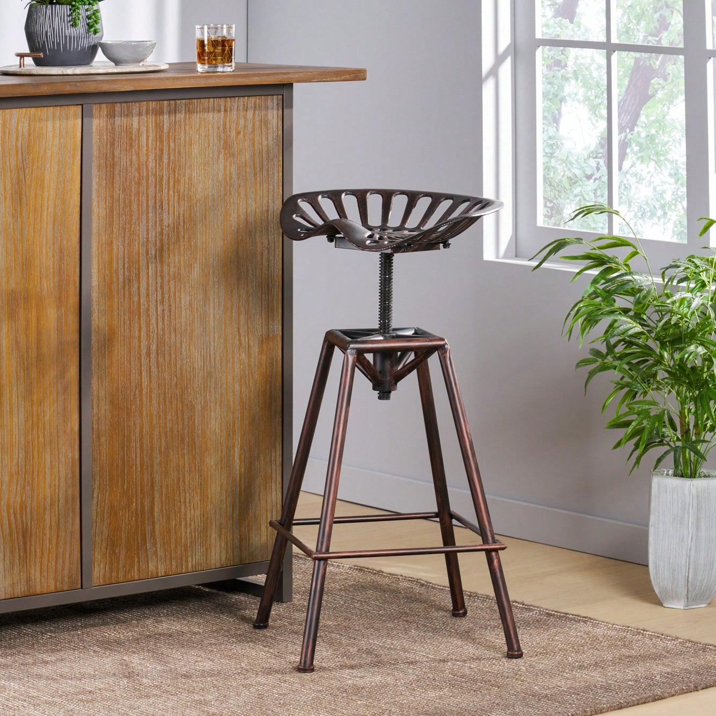 Rustic Farmhouse Barstool With Backrest For Kitchen And Dining Room Settings