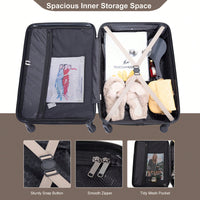 Stylish 3-Piece Lightweight Luggage Set With Spinner Wheels, Two Hooks & TSA Lock - Pink Suits For Travel (20/24/28)