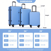 Stylish 3-Piece Lightweight Luggage Set With Spinner Wheels, Two Hooks & TSA Lock - Pink Suits For Travel (20/24/28)