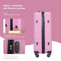 Stylish 3-Piece Lightweight Luggage Set With Spinner Wheels, Two Hooks & TSA Lock - Pink Suits For Travel (20/24/28)