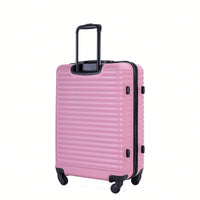 Stylish 3-Piece Lightweight Luggage Set With Spinner Wheels, Two Hooks & TSA Lock - Pink Suits For Travel (20/24/28)