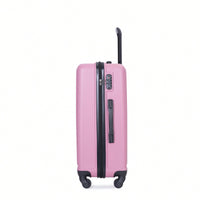 Stylish 3-Piece Lightweight Luggage Set With Spinner Wheels, Two Hooks & TSA Lock - Pink Suits For Travel (20/24/28)