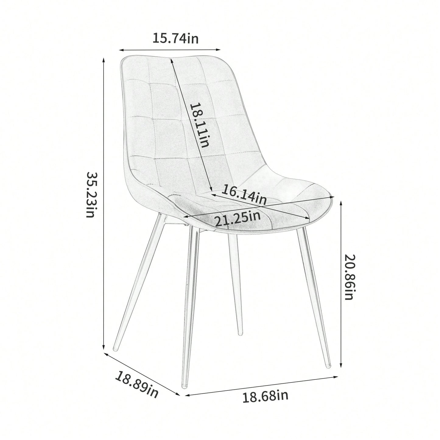 Elegant Brown Fabric Dining Chair With Chic Grid Design