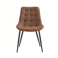 Elegant Brown Fabric Dining Chair With Chic Grid Design