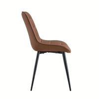 Elegant Brown Fabric Dining Chair With Chic Grid Design