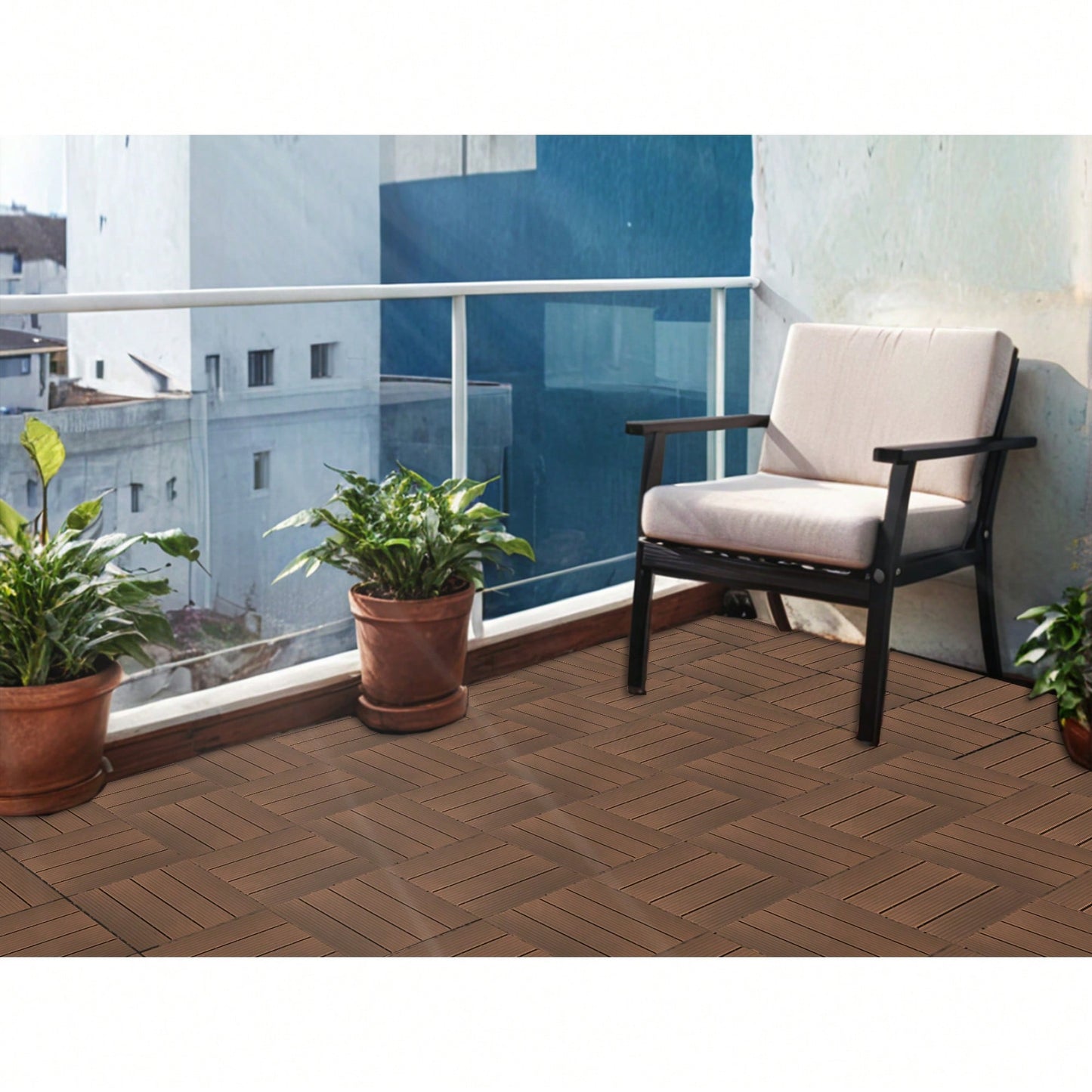 Durable Weather-Resistant Composite Deck Tiles 35-Piece Set for Indoor Outdoor Use Light Coffee 12x12 Inch Perfect for Patios and Balconies