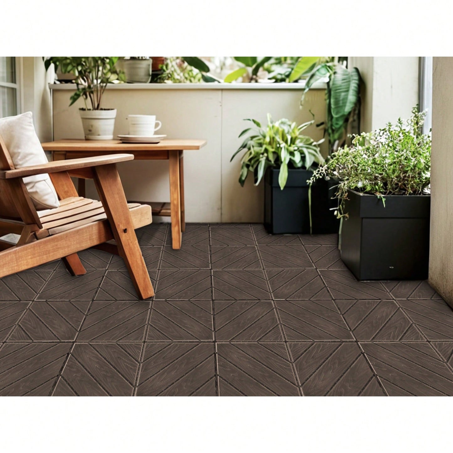 DIY 35-Piece Dark Grey Weather-Resistant Composite Deck Tiles for Patios Balconies Rooftops 12x12 Inch