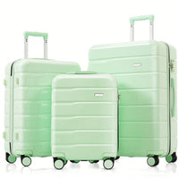 Premium 3-Piece White ABS Hard Shell Luggage Set with TSA Lock 20 24 28 Inch Spinner Wheels