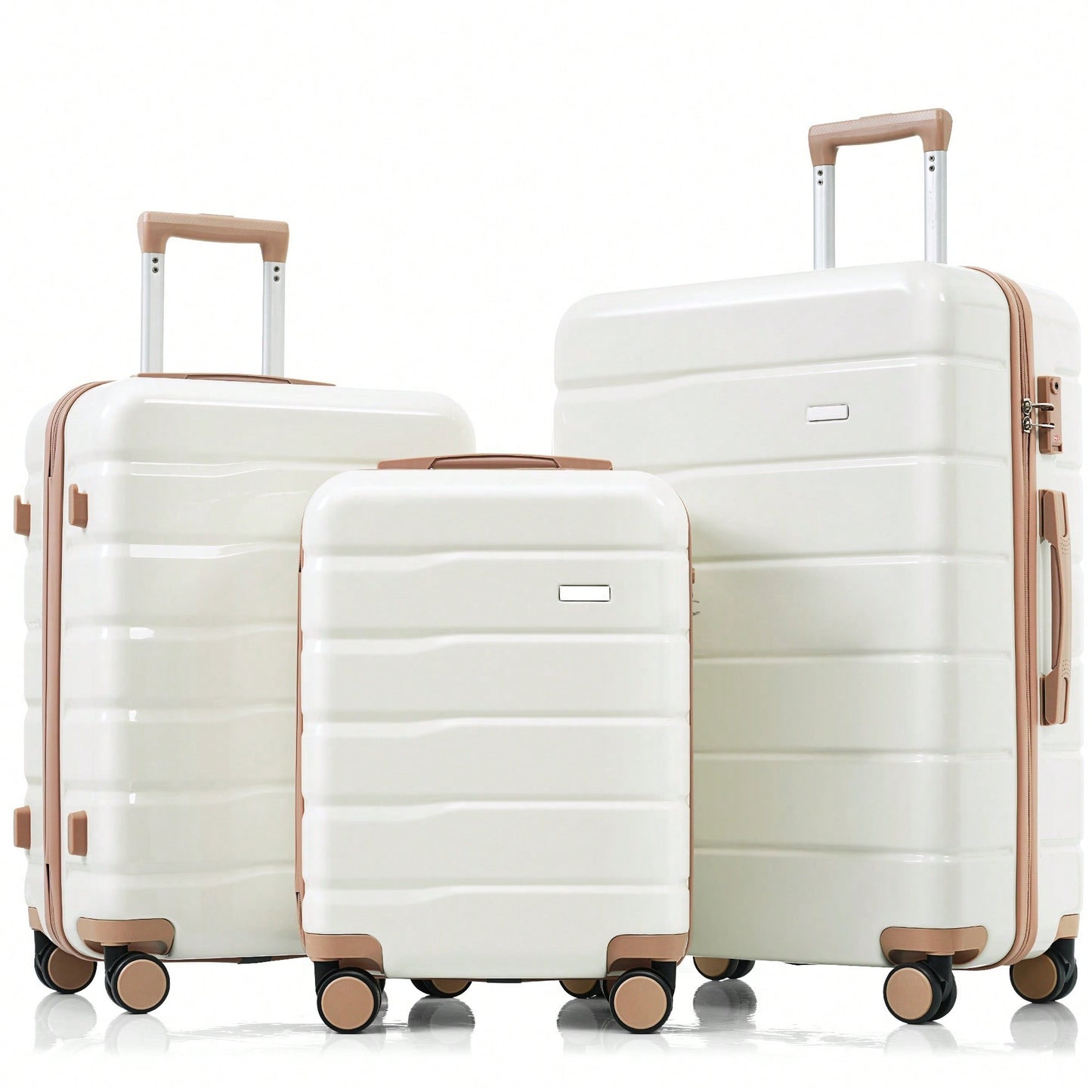 Premium 3-Piece White ABS Hard Shell Luggage Set with TSA Lock 20 24 28 Inch Spinner Wheels