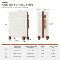 Premium 3-Piece White ABS Hard Shell Luggage Set with TSA Lock 20 24 28 Inch Spinner Wheels