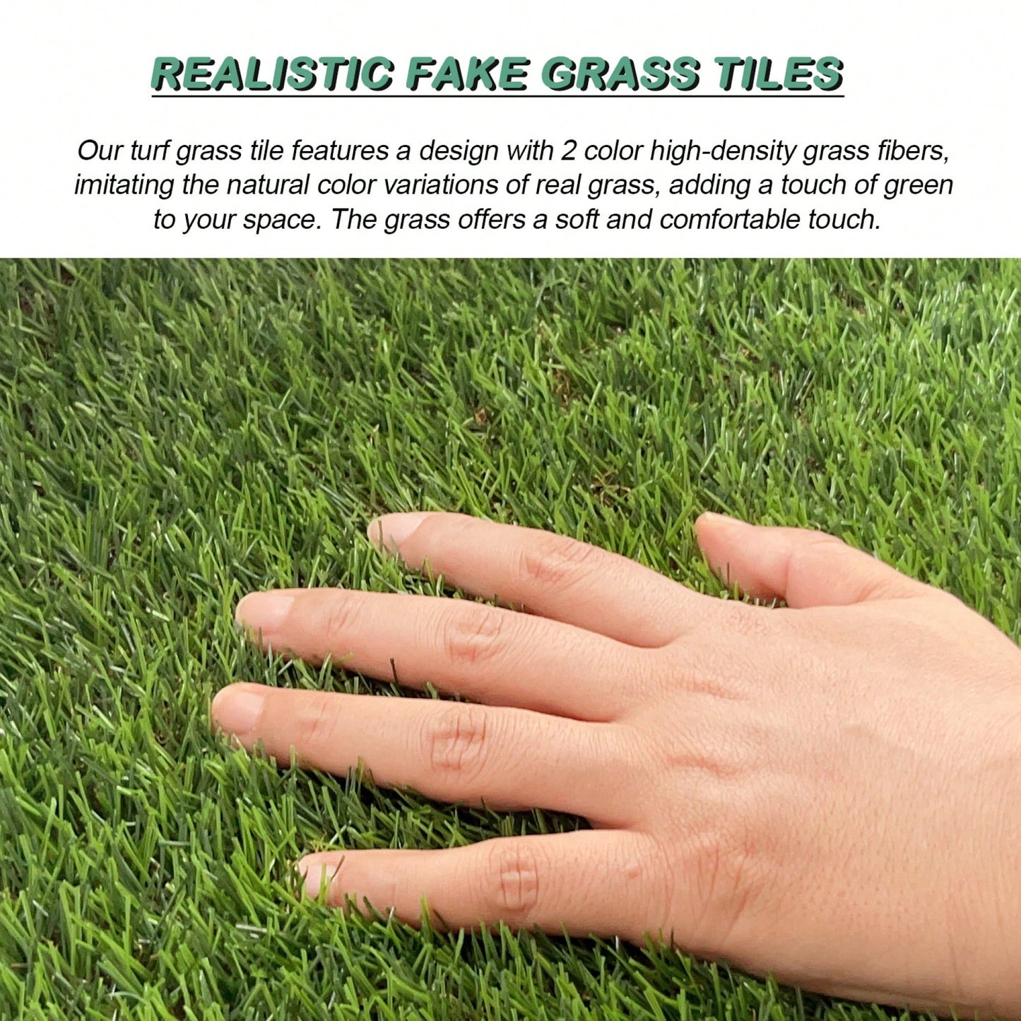 Interlocking Artificial Grass Tiles - 35pcs Self-Draining Fake Turf For Pet Friendly Indoor/Outdoor Flooring, 12x12in Grass Green