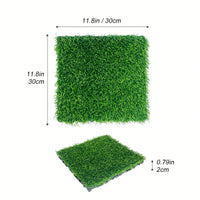 Interlocking Artificial Grass Tiles - 35pcs Self-Draining Fake Turf For Pet Friendly Indoor/Outdoor Flooring, 12x12in Grass Green