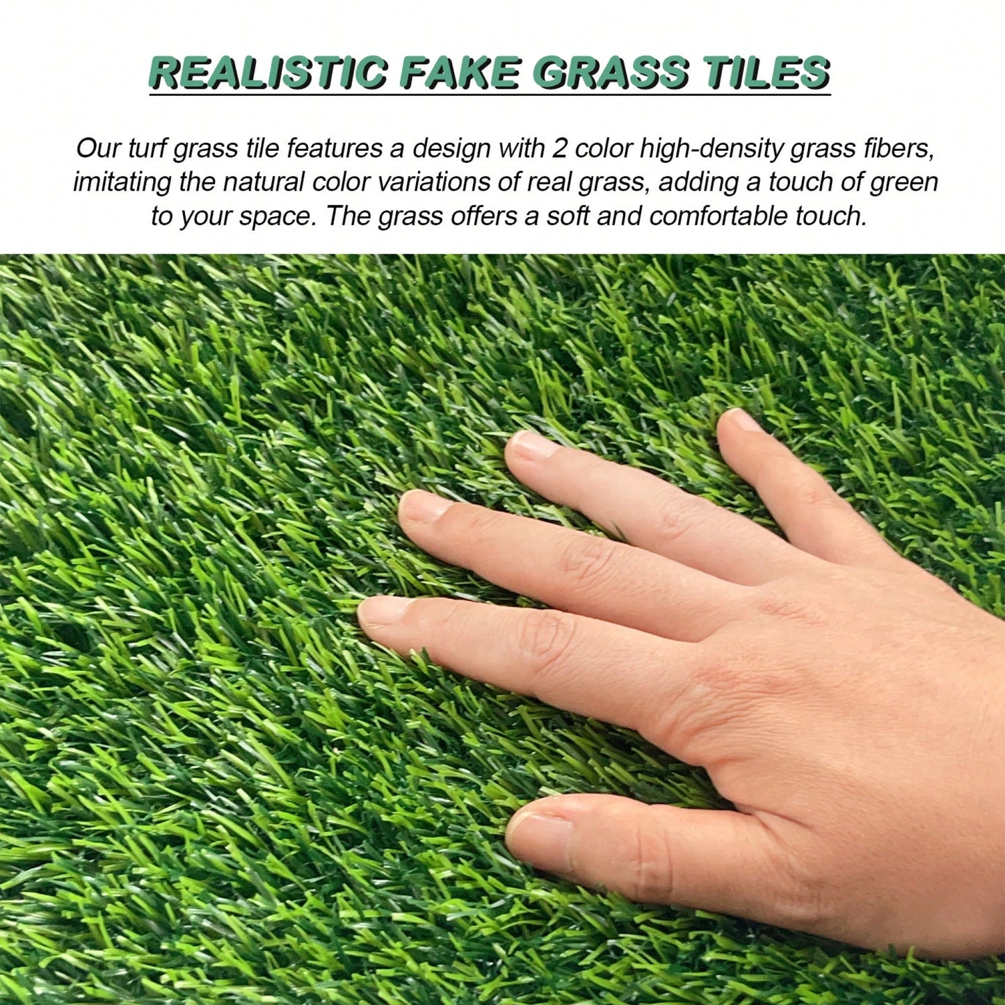 Interlocking Artificial Grass Tiles - 35pcs Self-Draining Fake Turf For Pet Friendly Indoor/Outdoor Flooring, 12x12in Grass Green