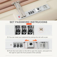 Expandable 4-Piece Luggage Set With USB Port And Cup Holder - Airline Certified Hard Shell Carry-On Bags In Ivory And Gold