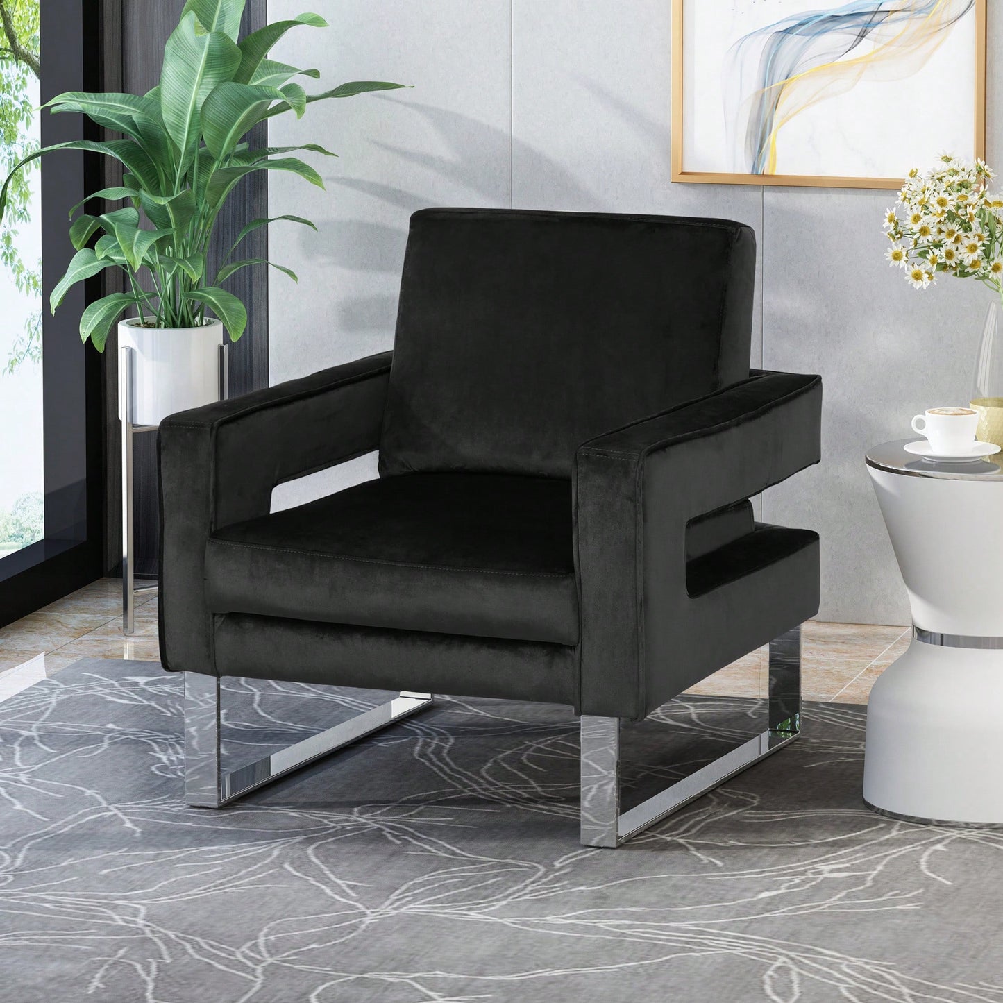 Elegant Modern Upholstered Arm Chair For Stylish Living Rooms And Offices