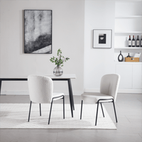 Set Of 2 High Back Iron Dining Chairs Without Armrests For Dining Room, Living Room, Or Balcony