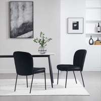 Set Of 2 High Back Iron Dining Chairs Without Armrests For Dining Room, Living Room, Or Balcony