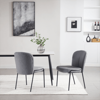 Set Of 2 High Back Iron Dining Chairs Without Armrests For Dining Room, Living Room, Or Balcony