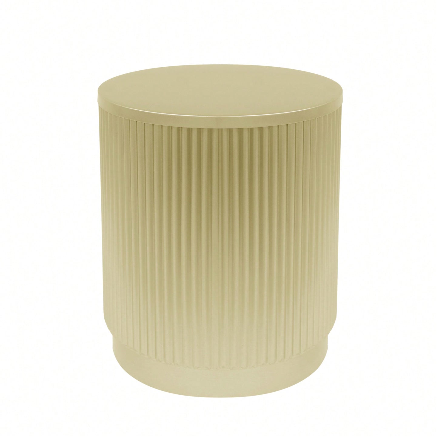 Elegant Gold Finish Round Side Table With Vertical Line Design For Modern Living Spaces