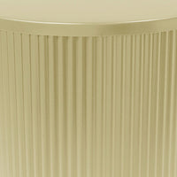 Elegant Gold Finish Round Side Table With Vertical Line Design For Modern Living Spaces