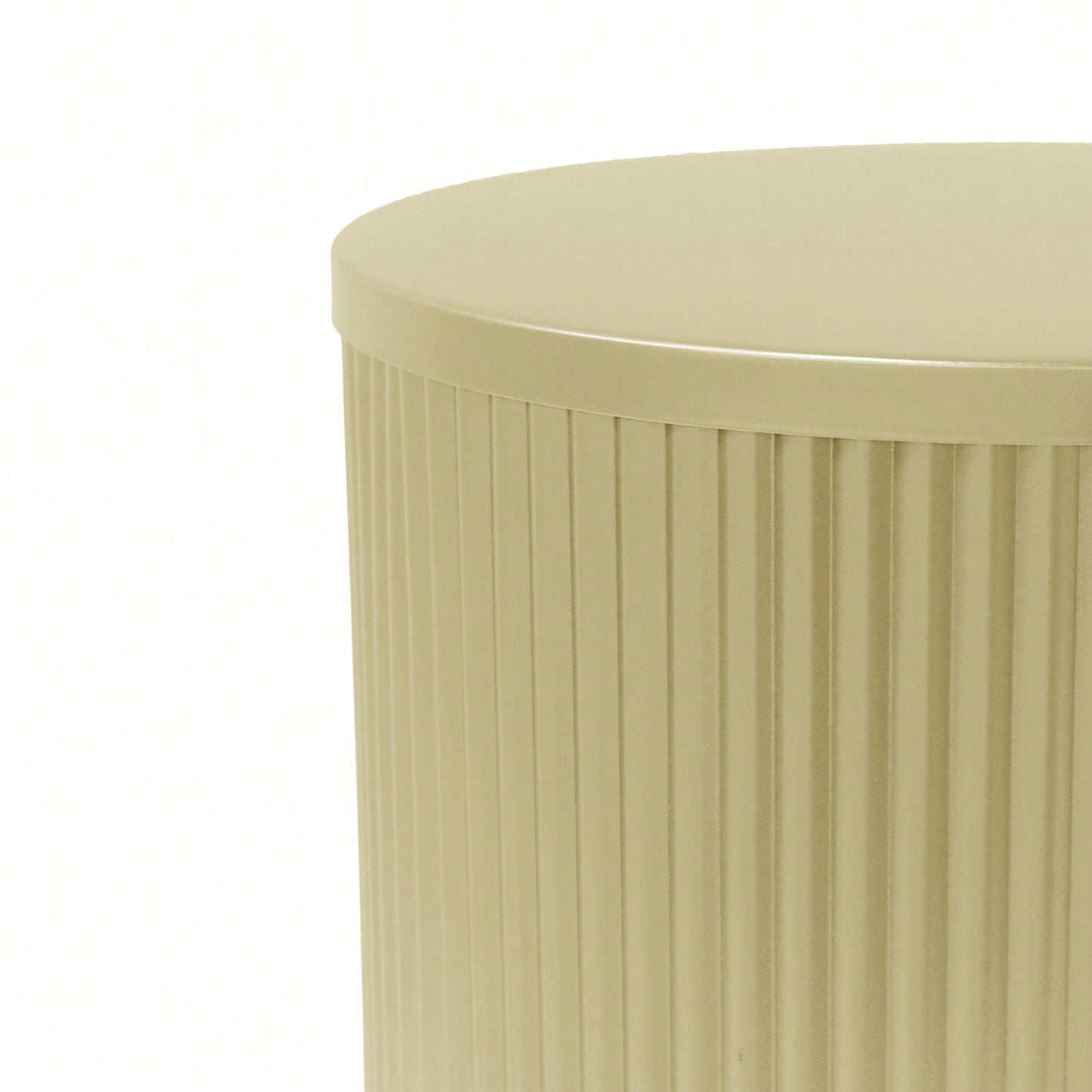 Elegant Gold Finish Round Side Table With Vertical Line Design For Modern Living Spaces