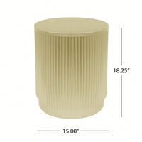 Elegant Gold Finish Round Side Table With Vertical Line Design For Modern Living Spaces