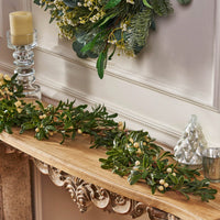 54-Inch Elegant Snowberry Green Garland For Holiday Decor And Festive Arrangements