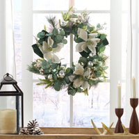 Elegant 21.75-Inch Floral Wreath With Leaves And Magnolia Accents For Home Decor
