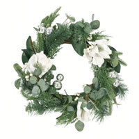 Elegant 21.75-Inch Floral Wreath With Leaves And Magnolia Accents For Home Decor