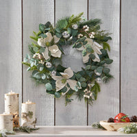 Elegant 21.75-Inch Floral Wreath With Leaves And Magnolia Accents For Home Decor