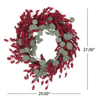 29-Inch Eucalyptus And Berry Decorative Wreath For Elegant Home Decor