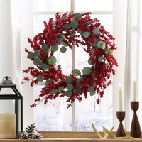 29-Inch Eucalyptus And Berry Decorative Wreath For Elegant Home Decor