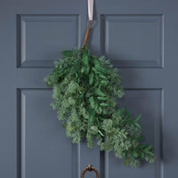 32.5" Decorative Leaves Teardrop Wreath For Home Entrance And Seasonal Decor