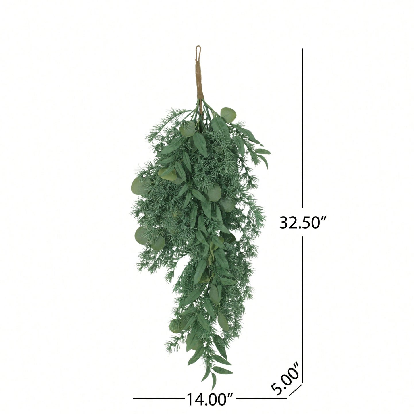 32.5" Decorative Leaves Teardrop Wreath For Home Entrance And Seasonal Decor
