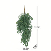 32.5" Decorative Leaves Teardrop Wreath For Home Entrance And Seasonal Decor